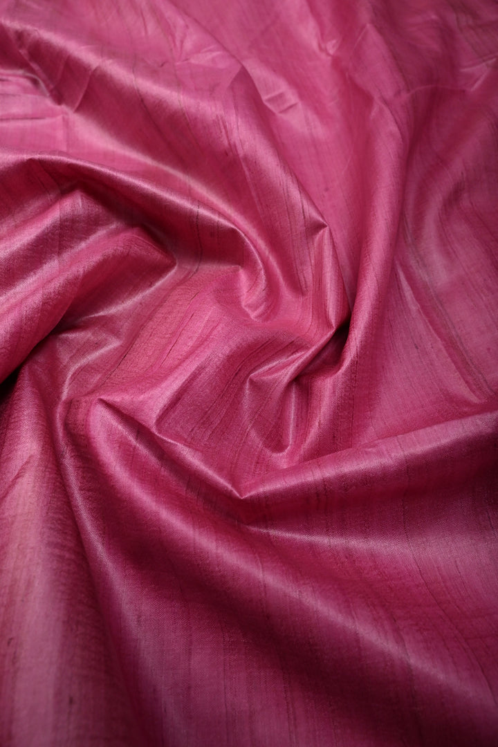 Pink Handloom Tussar Hand Painted Madhubani Silk Saree with Border  | SILK MARK CERTIFIED | SHOBITAM