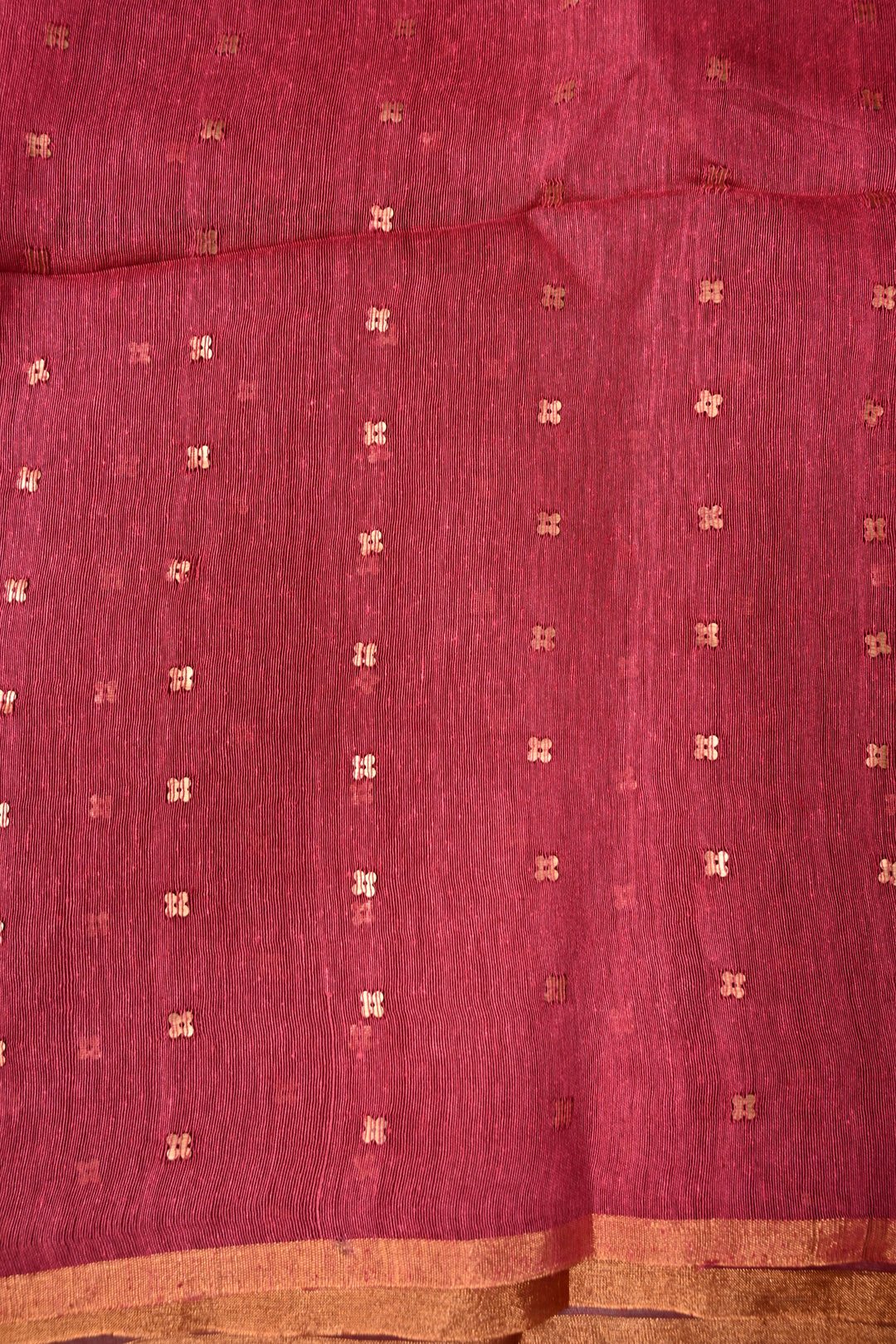 Rose Red Matka Muslin Silk Saree with Pocket Sequins and Minimal Zari Border | SILK MARK CERTIFIED | SHOBITAM