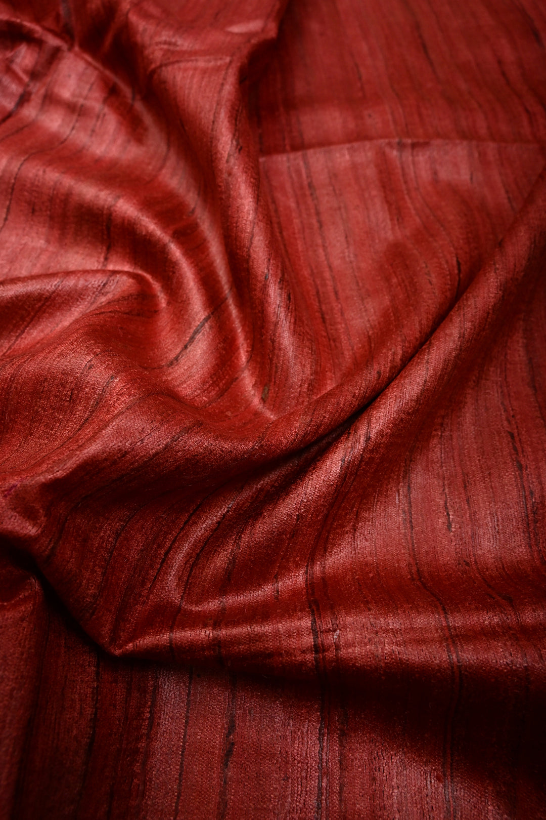 Coral Red Madhubani hand painting on Geecha Tussar Silk Saree | SILK MARK CERTIFIED | SHOBITAM