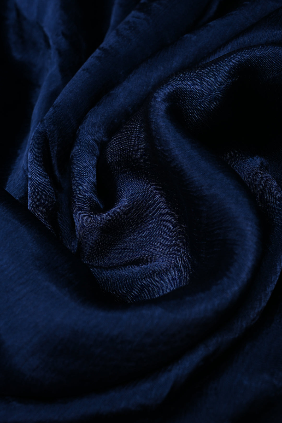 Sapphire Blue Satin Georgette Saree with Antique Matte Finish Cutdana, Sequins and Moti Embellishment and Scallop Border | SHOBITAM