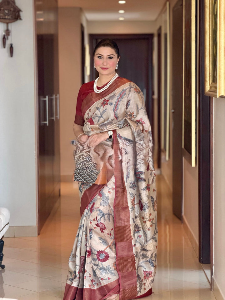 Magan Kalamkari Saree | SILK MARK CERTIFIED | SHOBITAM