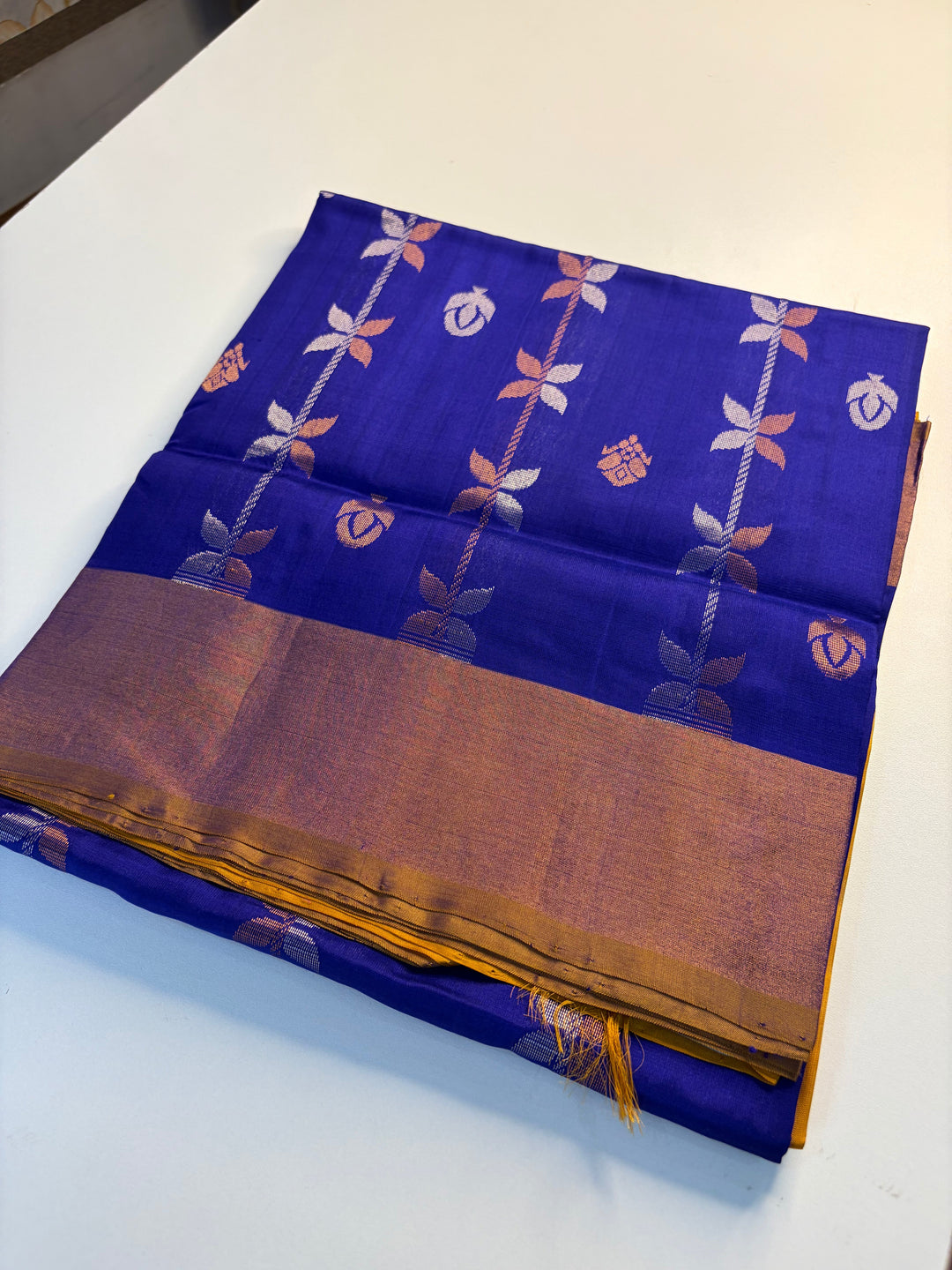 Golden Blue - Handwoven Uppada Silk Saree | SILK MARK CERTIFIED | SHOBITAM
