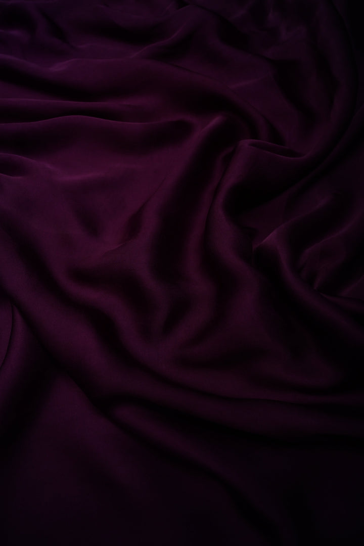 Aubergine Borderless Modal Silk Saree with Lagda Patta Crushed Tissue Pallu | SHOBITAM