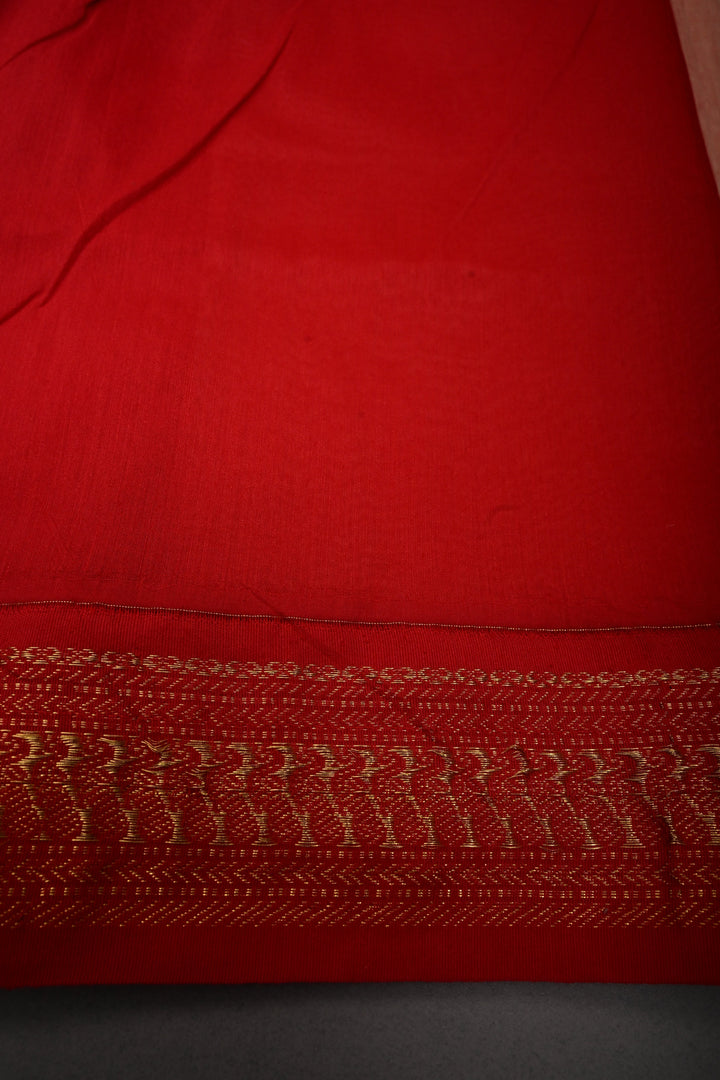 Peach-Pink Cotton Silk Saree with Thread Buttas and Contrast Zari Border | SHOBITAM
