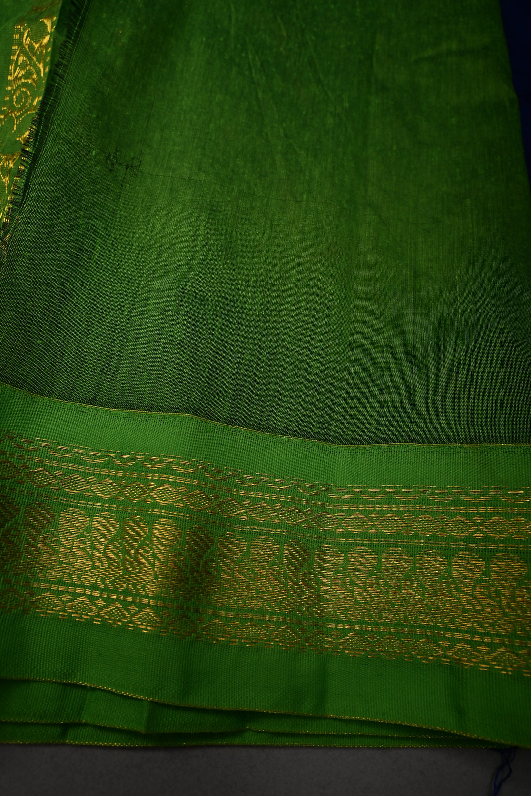 Ink Blue Cotton Silk Saree with Thread Buttas and Contrast Zari Border | SHOBITAM