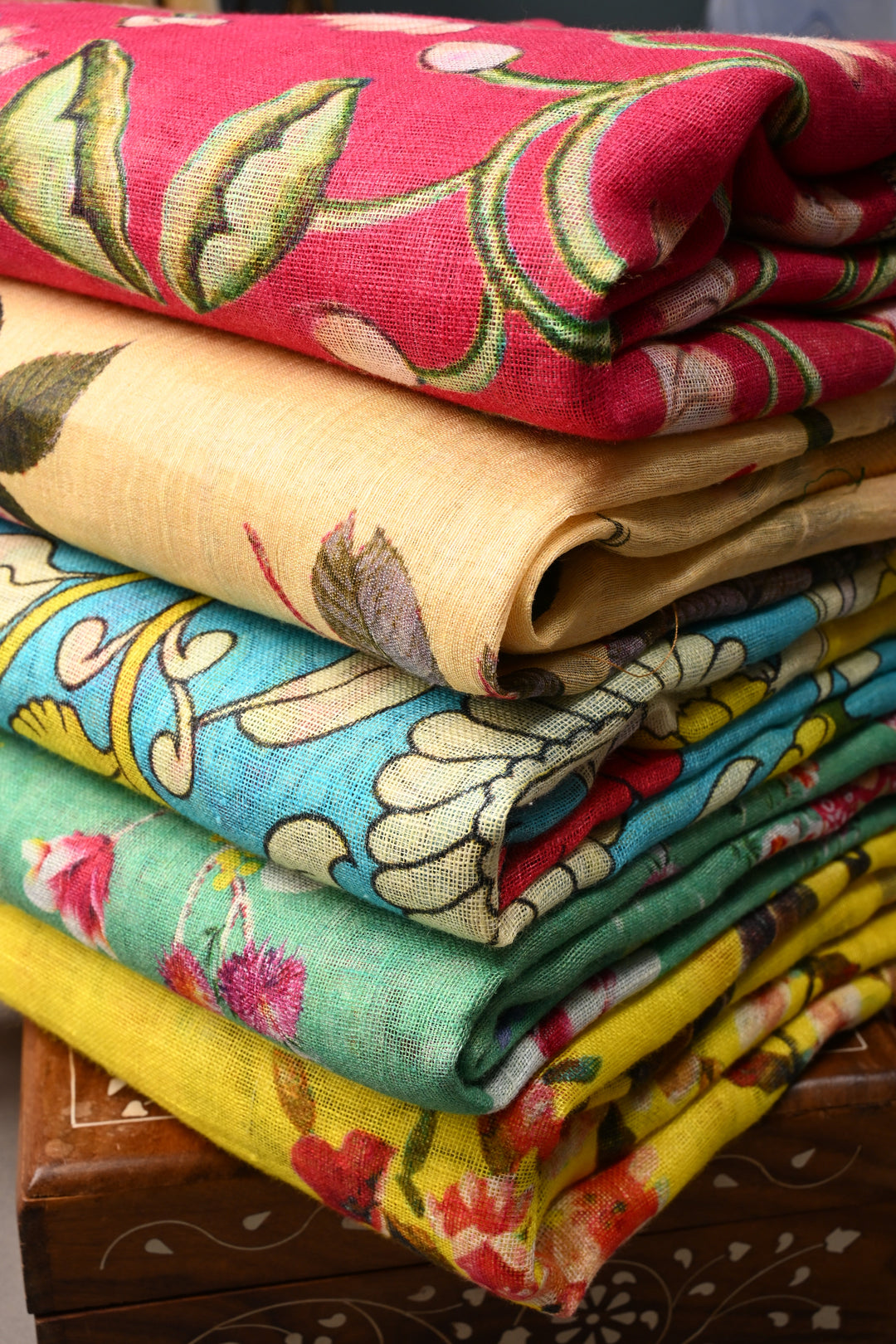 Discounted Bundle of 5 Linen By Linen Assorted Sarees with Digital Print for Gift Giving