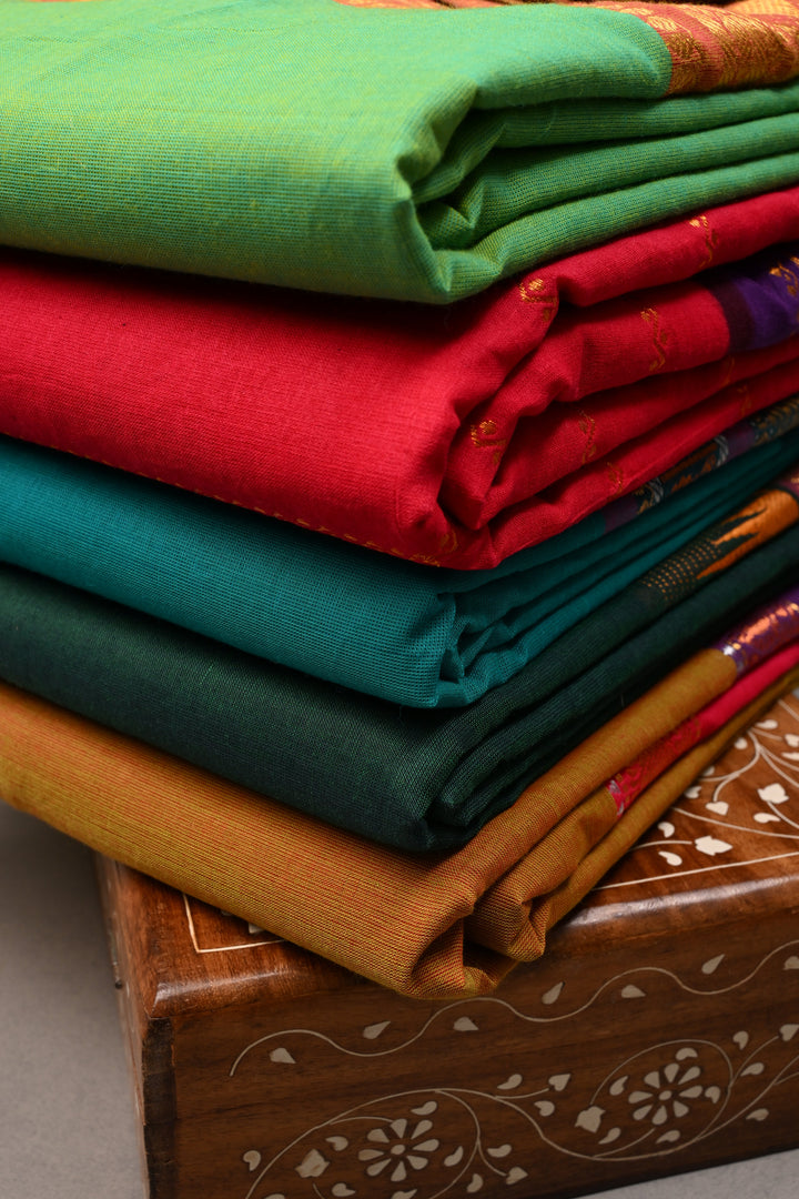 Discounted Bundle of 5 Assorted Kanchi Cotton Saree With Zari Border , No Blouse Piece | SHOBITAM