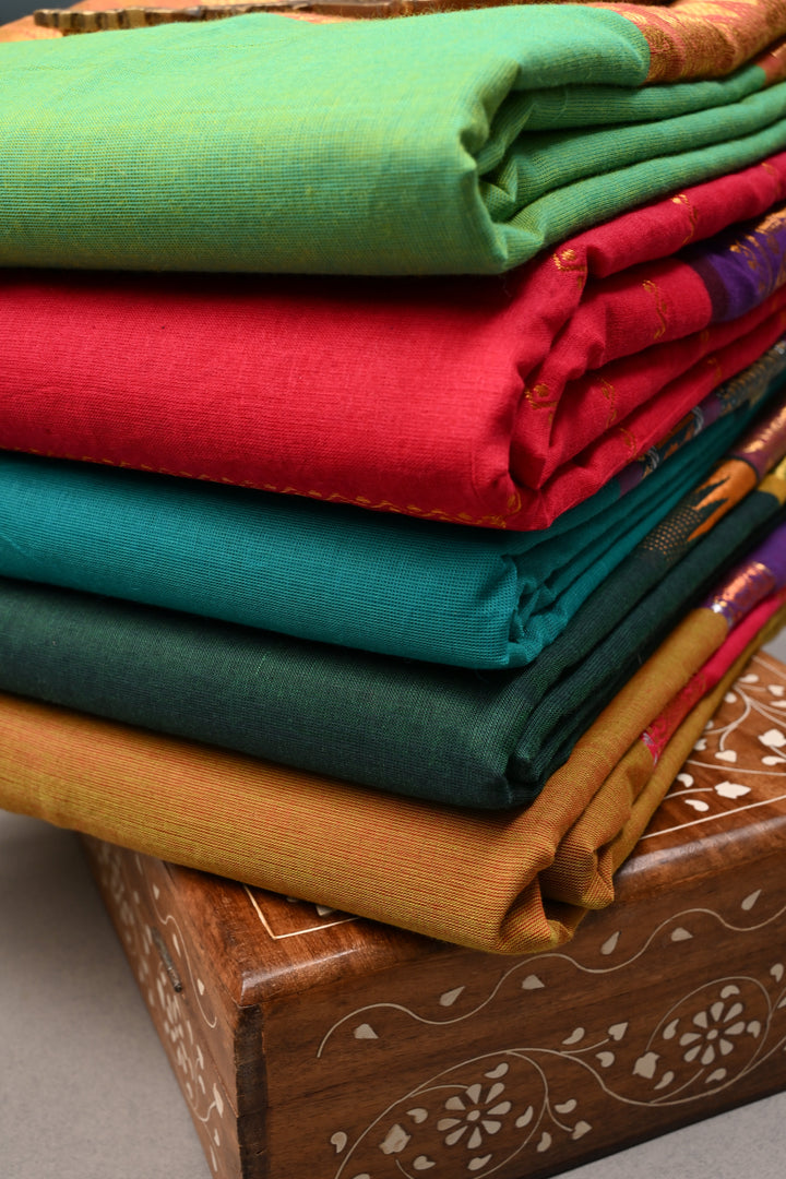 Discounted Bundle of 5 Assorted Kanchi Cotton Saree With Zari Border , No Blouse Piece | SHOBITAM