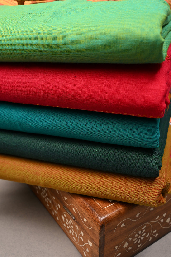 Discounted Bundle of 5 Assorted Kanchi Cotton Saree With Zari Border , No Blouse Piece | SHOBITAM