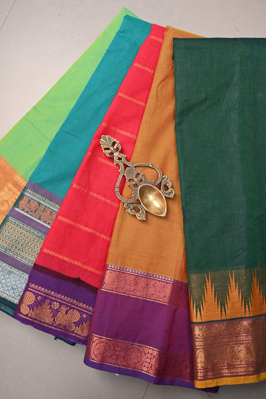 Discounted Bundle of 5 Assorted Kanchi Cotton Saree With Zari Border , No Blouse Piece | SHOBITAM
