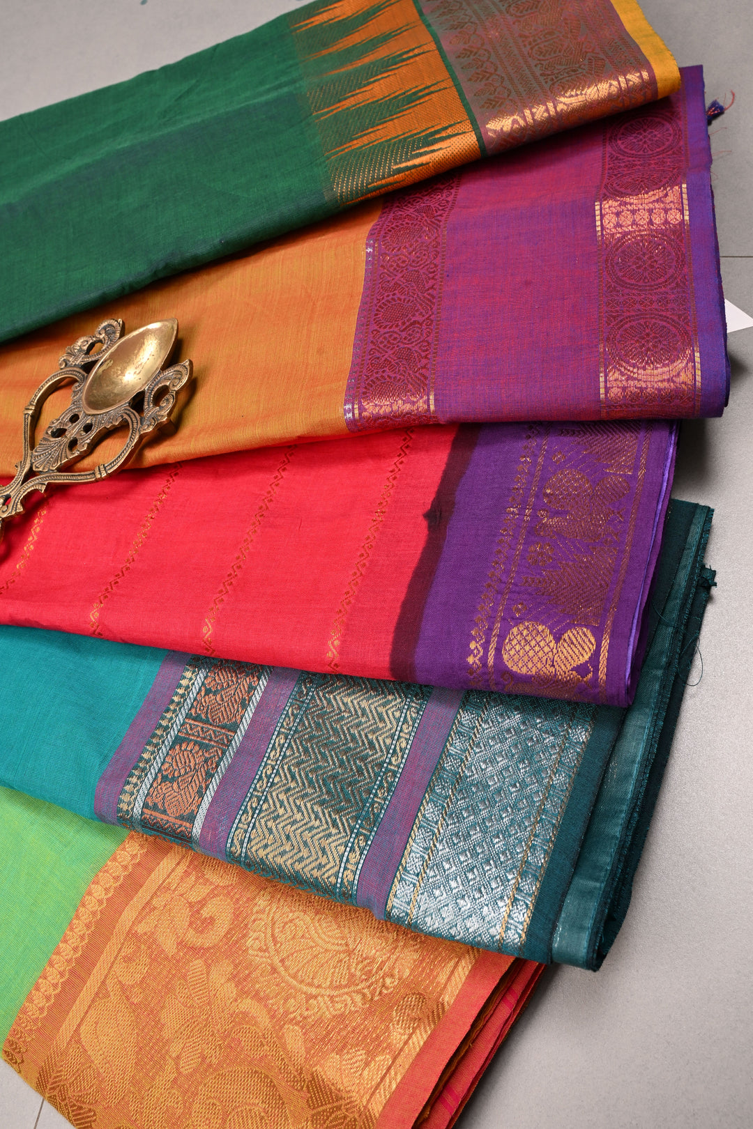 Discounted Bundle of 5 Assorted Kanchi Cotton Saree With Zari Border , No Blouse Piece | SHOBITAM