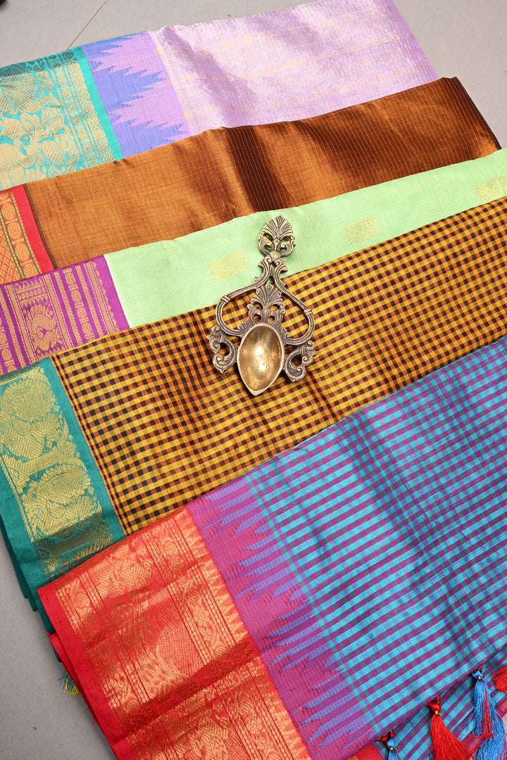 Discounted Bundle of 5 Assorted Kanchi Silk Cotton Saree for Gift Giving | SHOBITAM