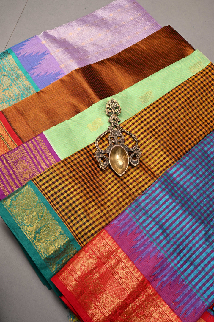Discounted Bundle of 5 Assorted Kanchi Silk Cotton Saree for Gift Giving | SHOBITAM