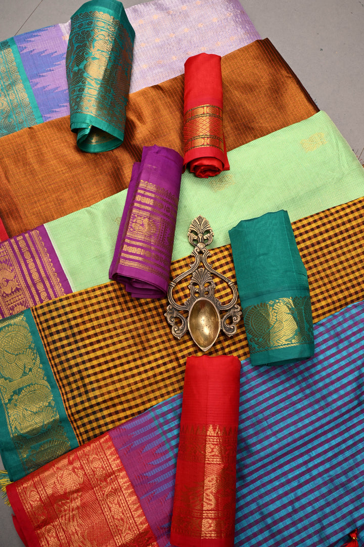 Discounted Bundle of 5 Assorted Kanchi Silk Cotton Saree for Gift Giving | SHOBITAM