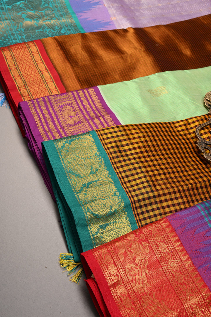 Discounted Bundle of 5 Assorted Kanchi Silk Cotton Saree for Gift Giving | SHOBITAM