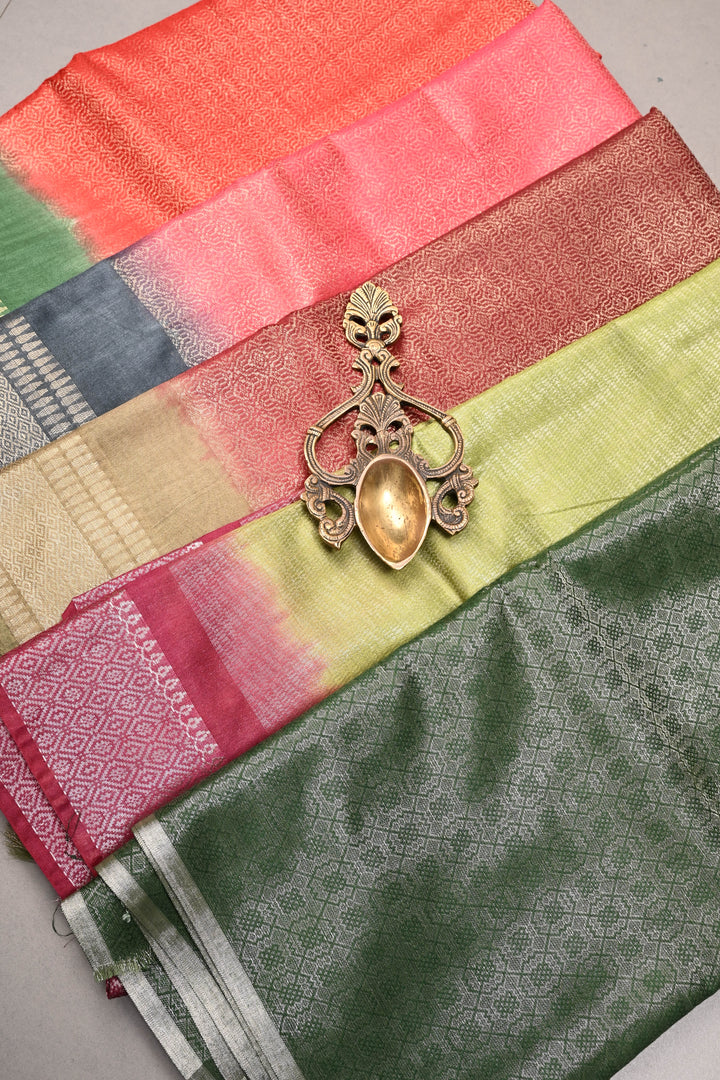 Discounted Bundle of 5 Semi Tussar Tissue Assorted Sarees for Gift Giving