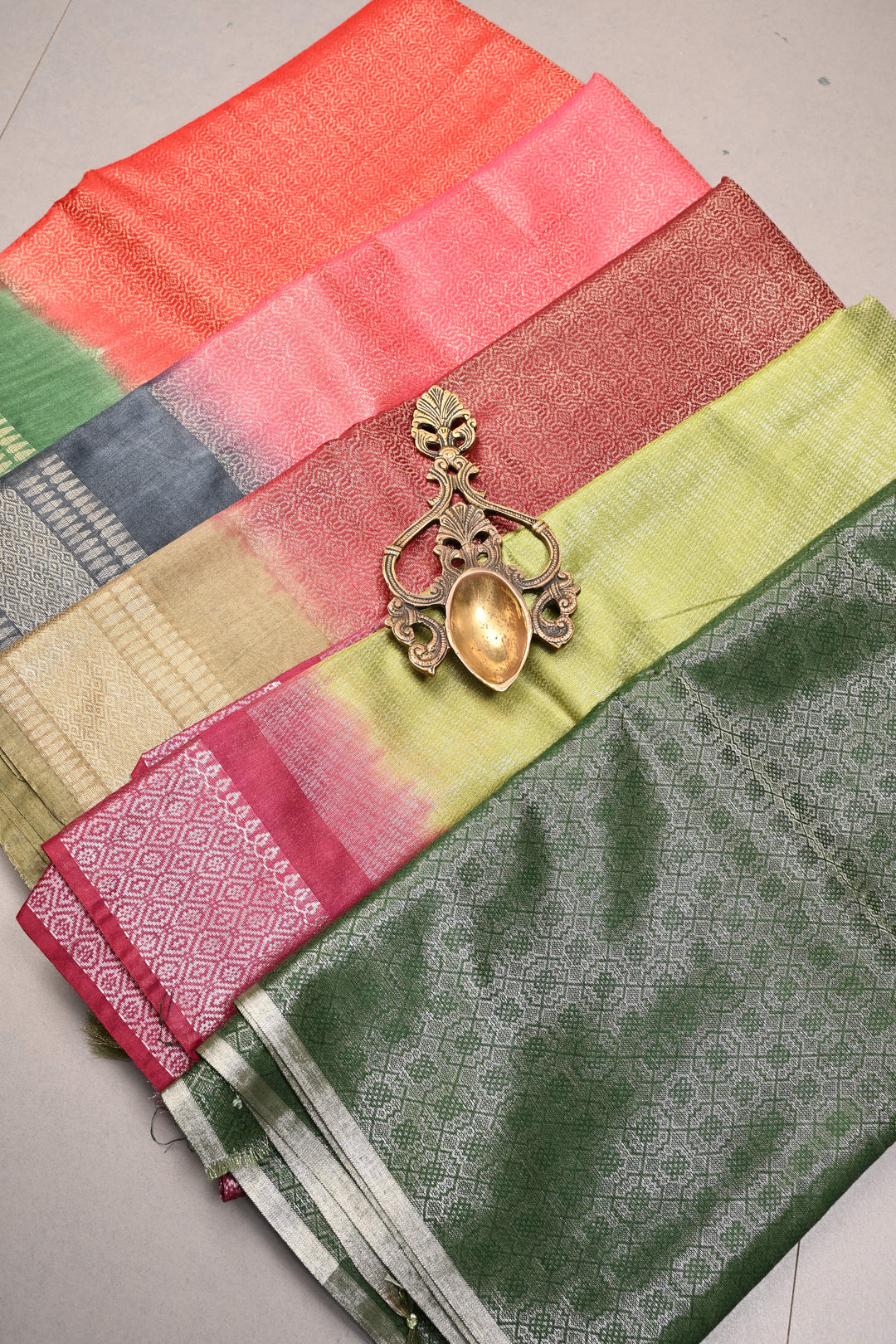 Discounted Bundle of 5 Semi Tussar Tissue Assorted Sarees for Gift Giving