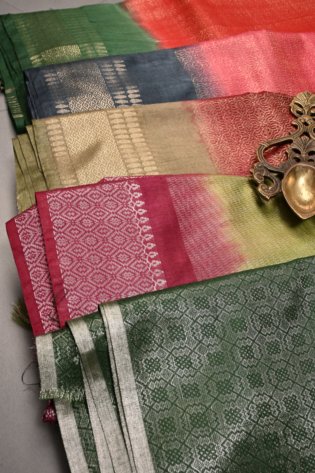 Discounted Bundle of 5 Semi Tussar Tissue Assorted Sarees for Gift Giving