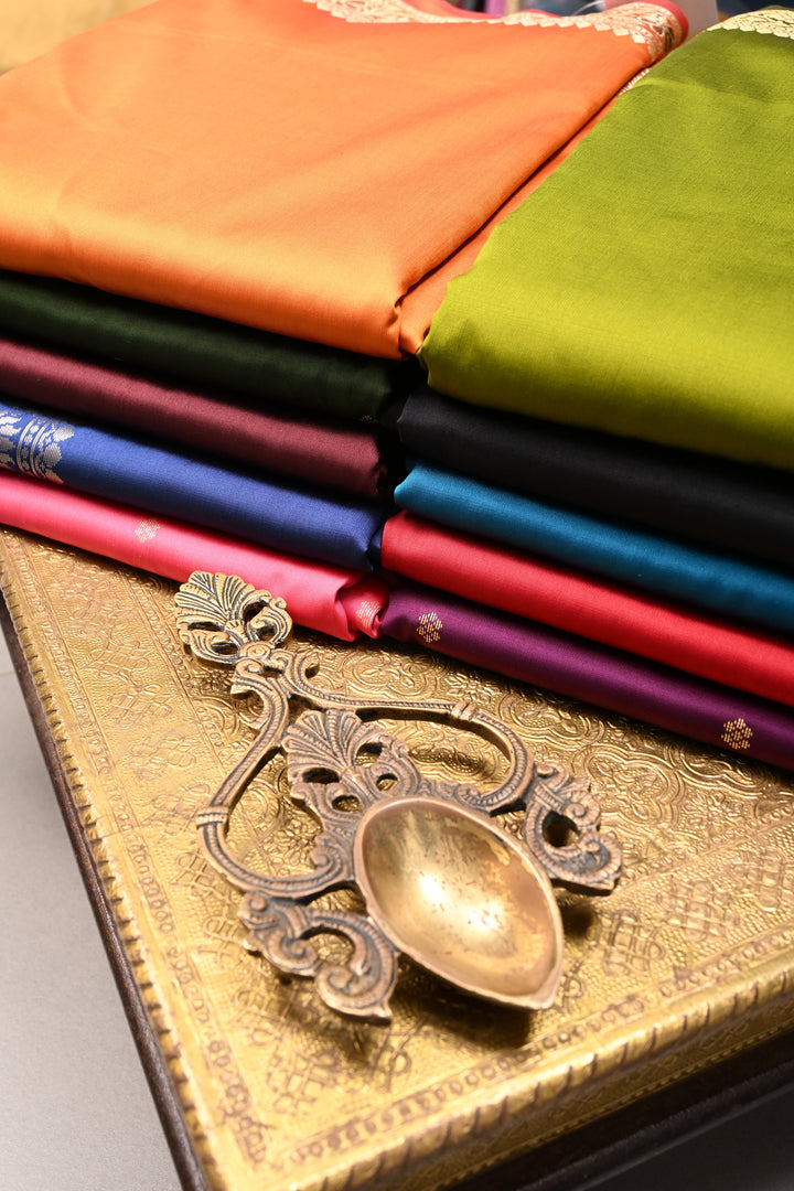 Discounted Bundle of 10 Semi Katan  Banarasi Silk Assorted Sarees for Gift Giving