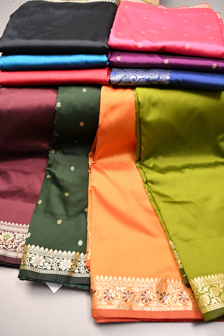 Discounted Bundle of 10 Semi Katan  Banarasi Silk Assorted Sarees for Gift Giving