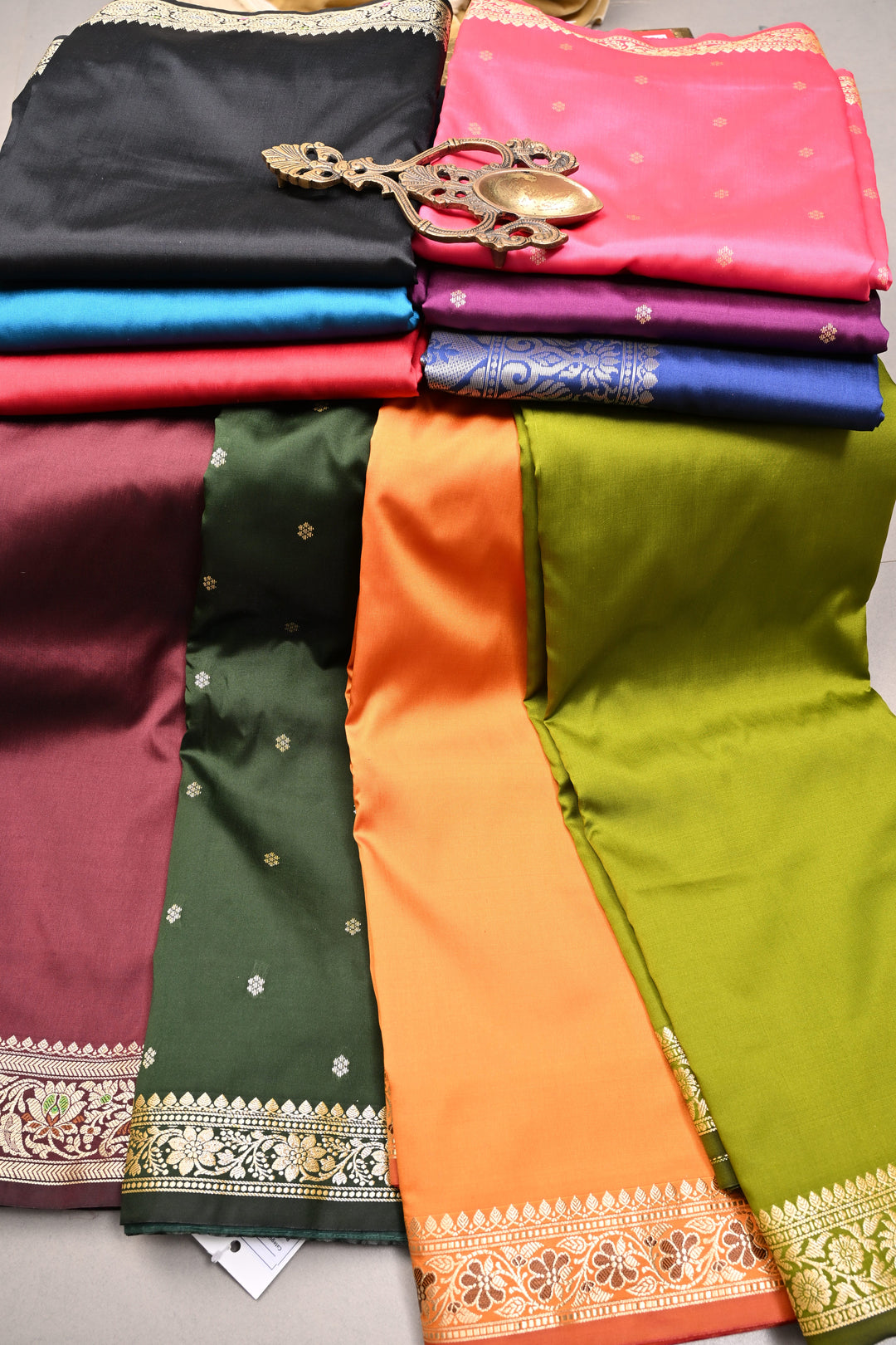 Discounted Bundle of 10 Semi Katan  Banarasi Silk Assorted Sarees for Gift Giving