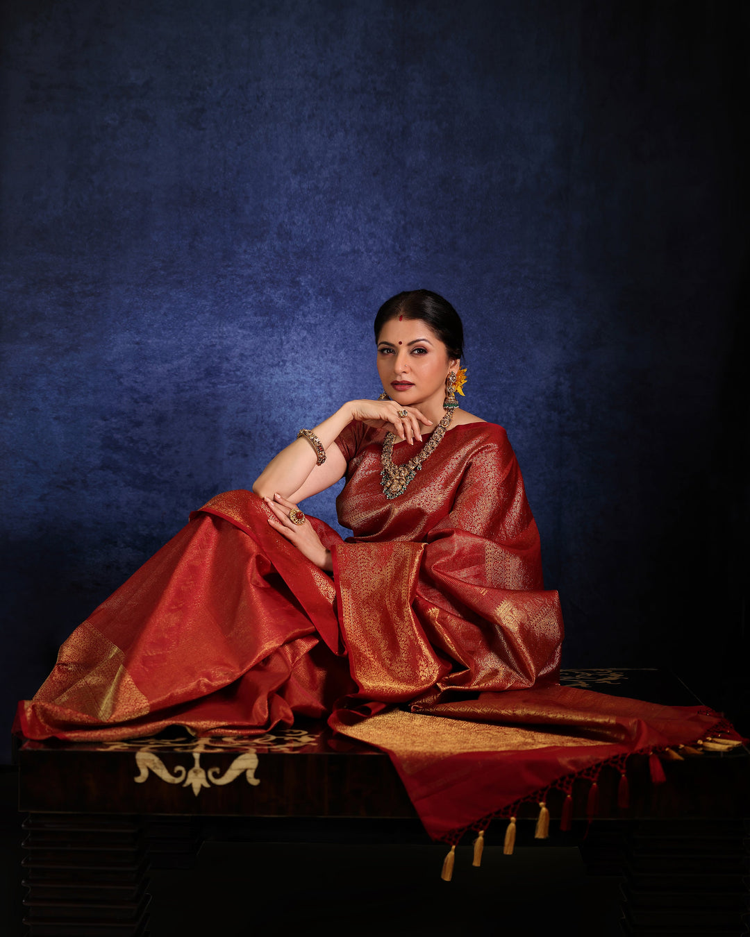 Pre Order Brick Red Gadwal Silk Saree with Podi-Kattam Zari Checks and Wide Zari Border | SILK MARK CERTIFIED