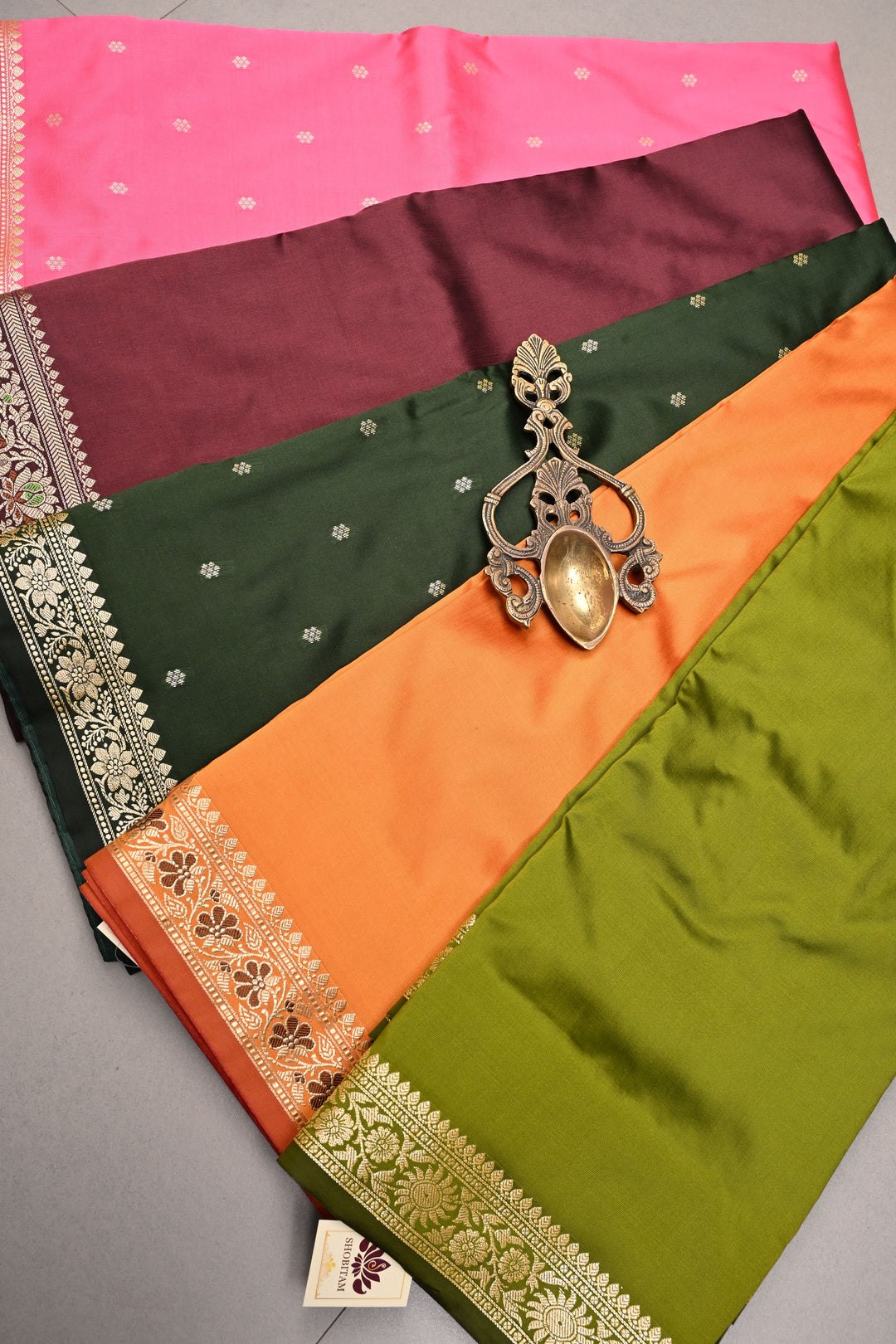 Discounted Bundle of 10 Semi Katan  Banarasi Silk Assorted Sarees for Gift Giving