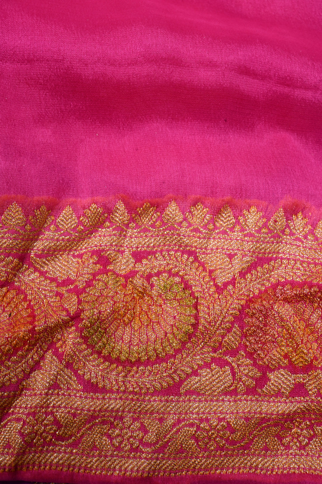 shades of pink Banarasi Silk Georgette Saree with  Horizontal Stripes and Zari Border | SILK MARK CERTIFIED | SHOBITAM