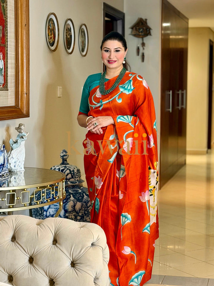 Rumi Handpainted Pichwai Saree | SILK MARK CERTIFIED | SHOBITAM