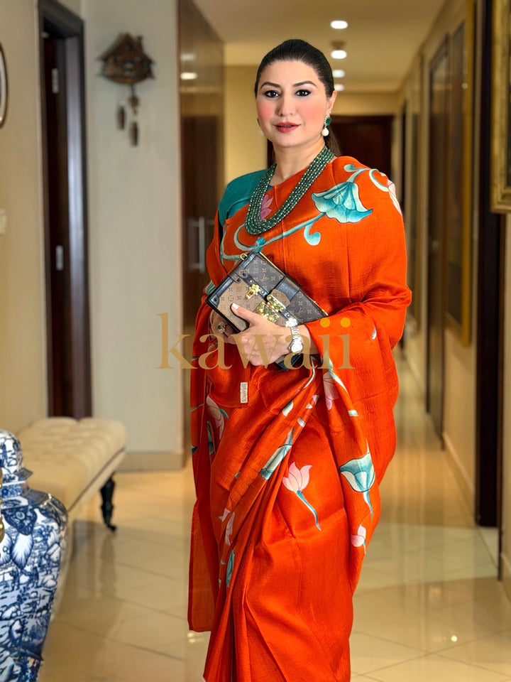 Rumi Handpainted Pichwai Saree | SILK MARK CERTIFIED | SHOBITAM