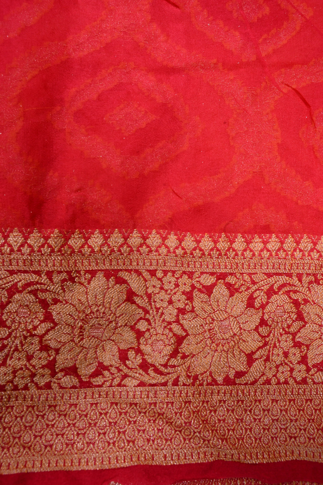 Orange Banarasi Georgette Saree with Meenakari Zari Brocade and Zari Border | SILK MARK CERTIFIED | SHOBITAM