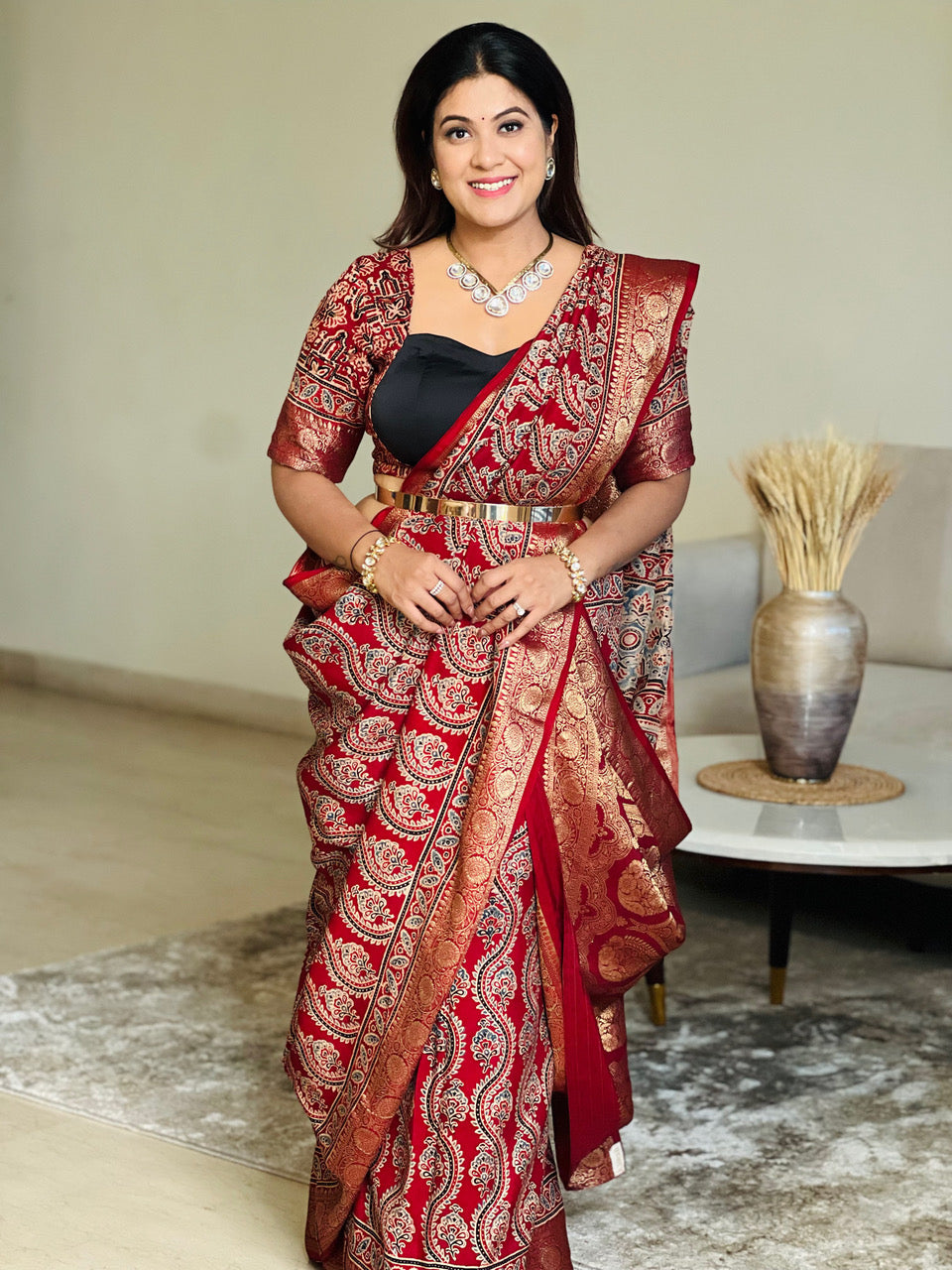 Jagisha Upadhyay in Kavya Ajrakh Saree| SHOBITAM