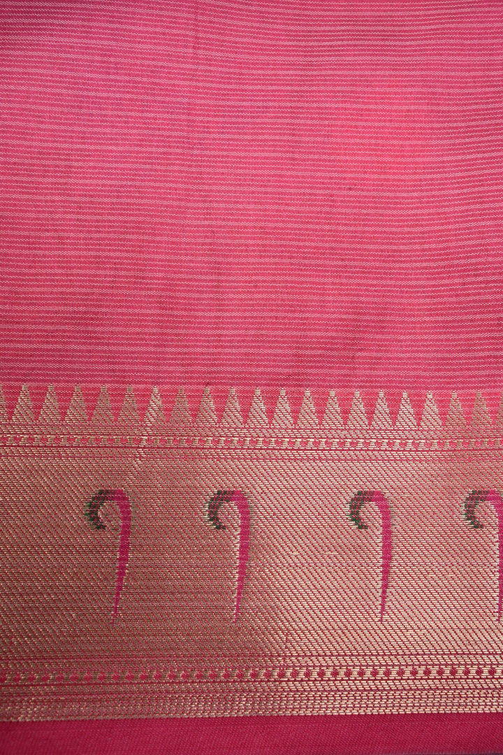 Baby Blue Floral Embroidery on Kota Doria Cotton Saree with Muniya Zari Border | SHOBITAM