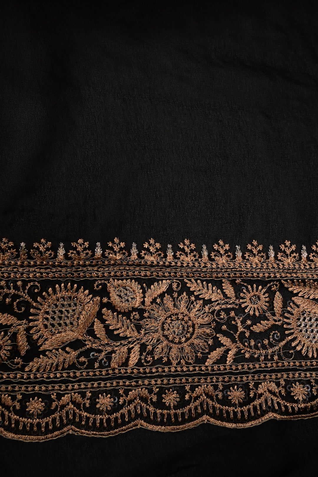 Black Machine Emboidery with all over Sequins work  on Georgette Saree | SHOBITAM