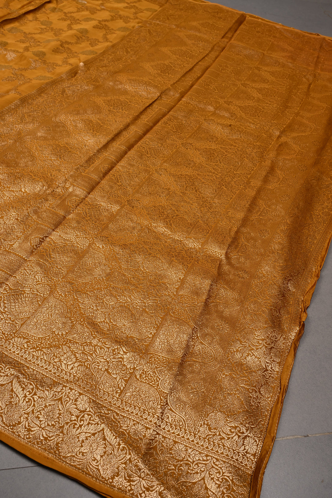 Methi Yellow Vegan Viscose Silk Saree  with Sona Rupa Jaal  and Zari  Border | SHOBITAM