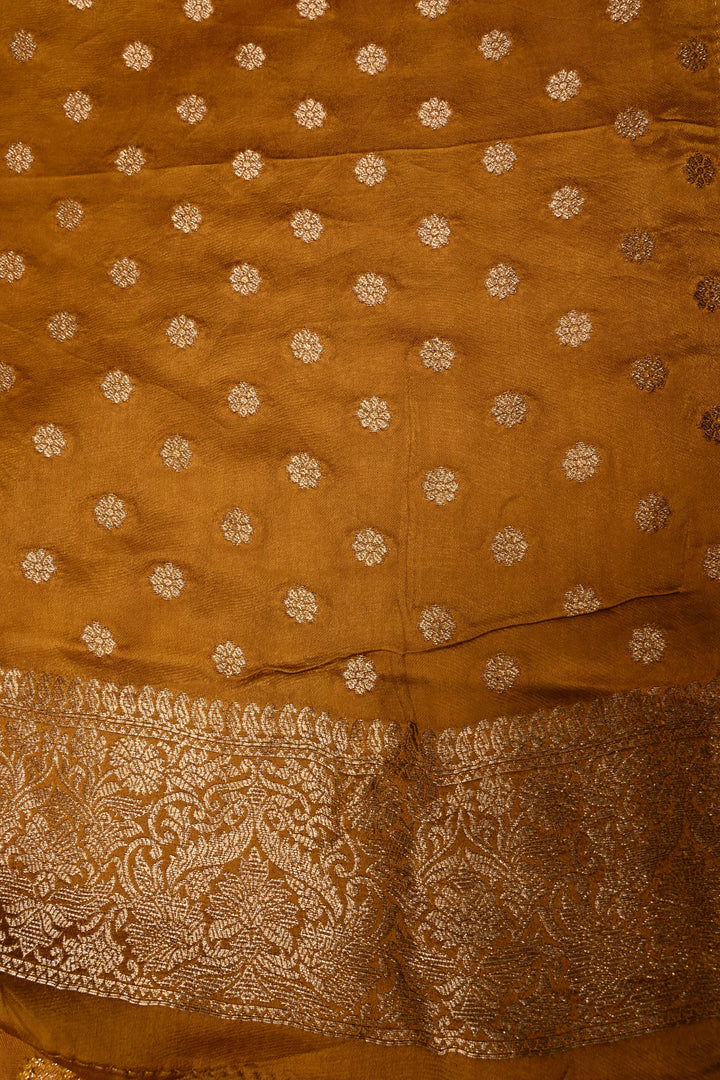 Methi Yellow Vegan Viscose Silk Saree  with Sona Rupa Jaal  and Zari  Border | SHOBITAM