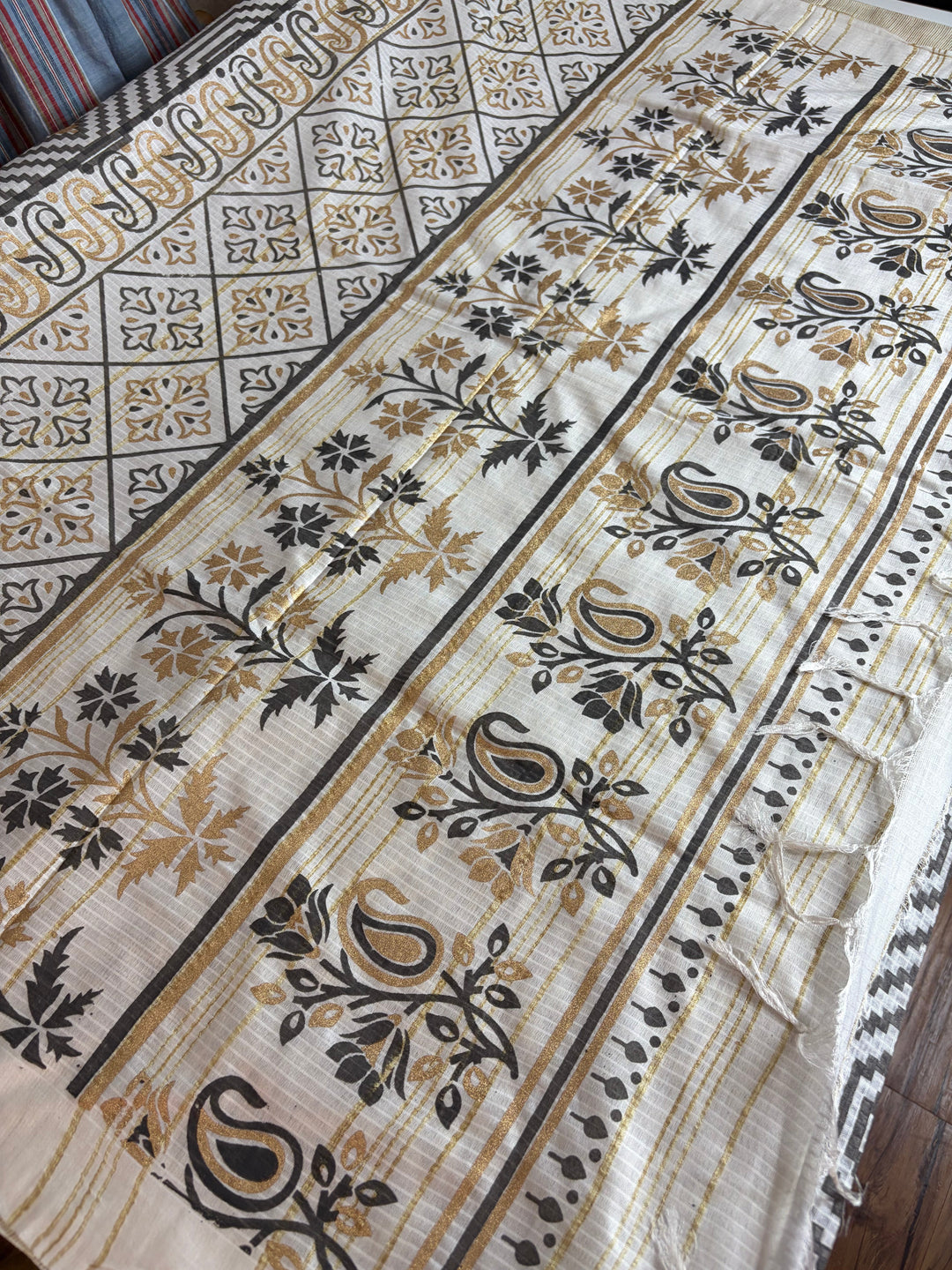 The Aztec Beauty - Silk Cotton Gold Foil Saree | SHOBITAM