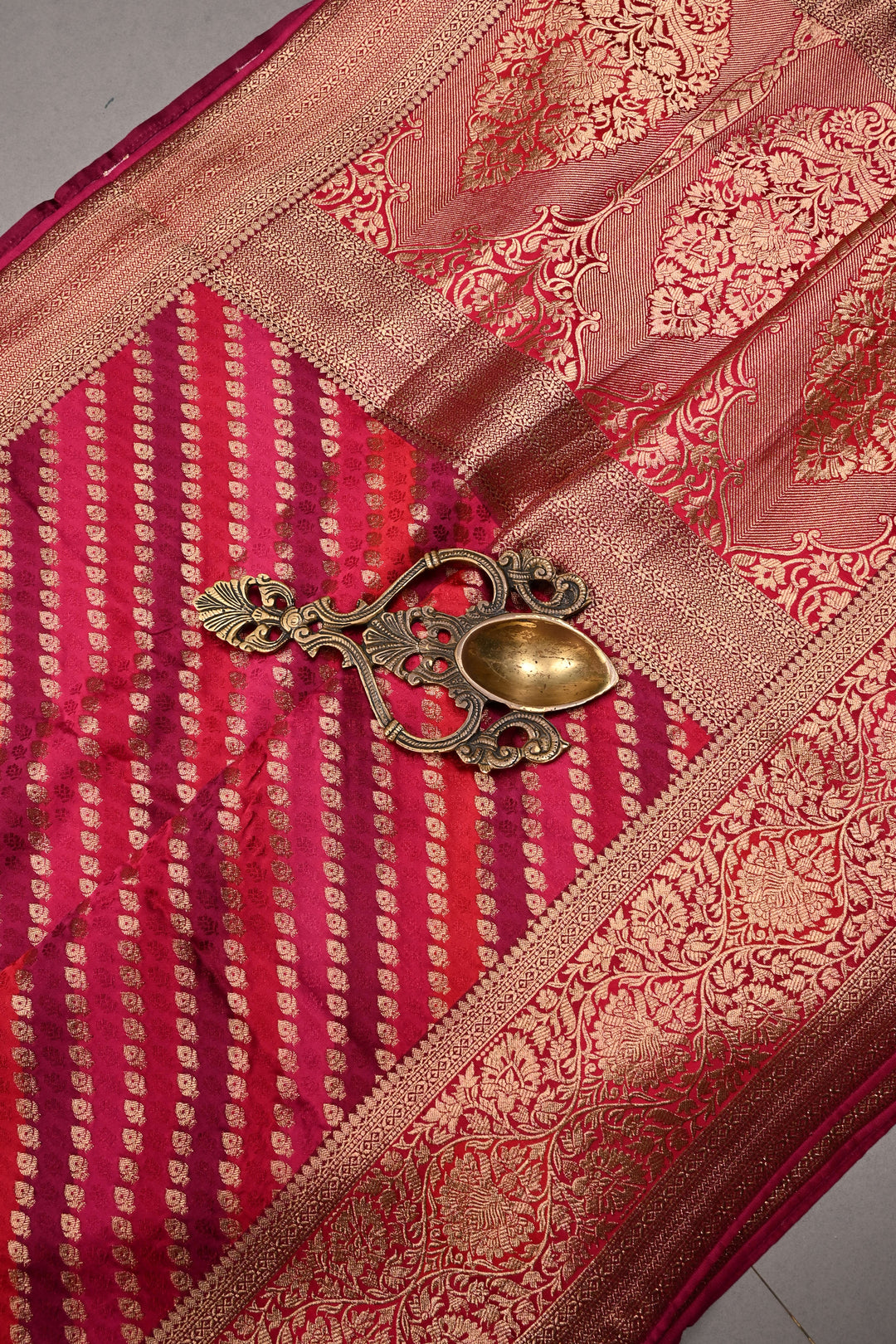 Rangkaat Style on Vegan Viscose Silk Saree with Leheria Design and Zari Border | SHOBITAM