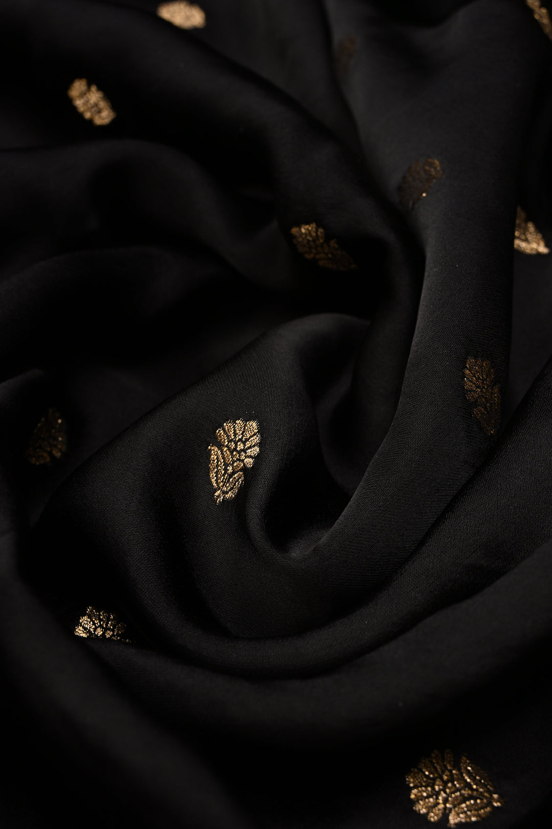 Black Vegan Viscose Silk Saree with  Flower butta and Zari  Border | SHOBITAM