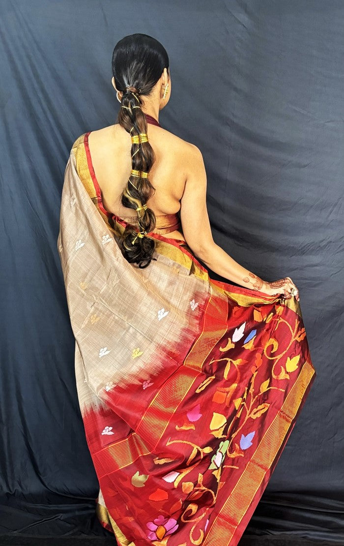 Myra - Handwoven Jamdani Silk Saree  | SILK MARK CERTIFIED | SHOBITAM