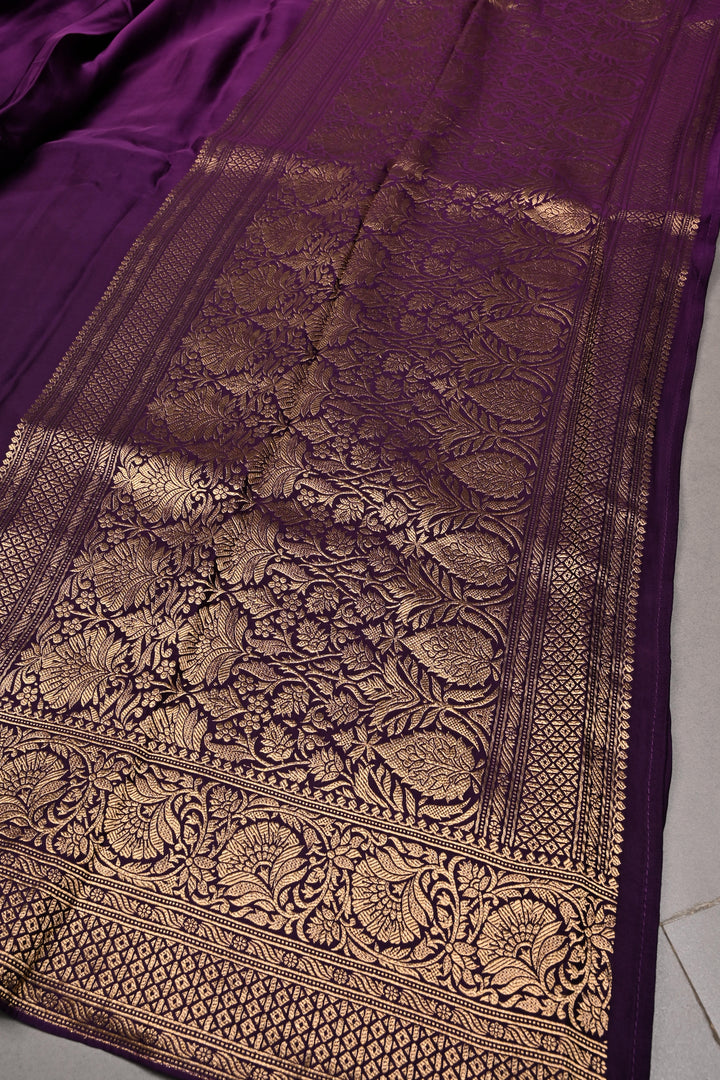 Purple Vegan Viscose Silk Saree with Zari  Border | SHOBITAM