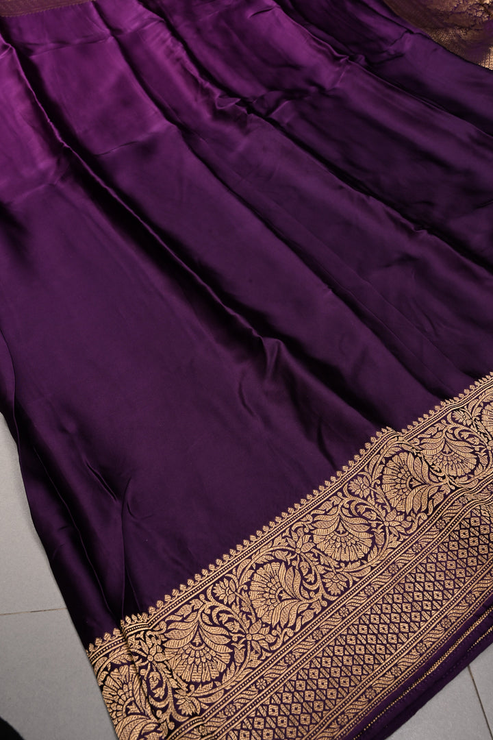 Purple Vegan Viscose Silk Saree with Zari  Border | SHOBITAM