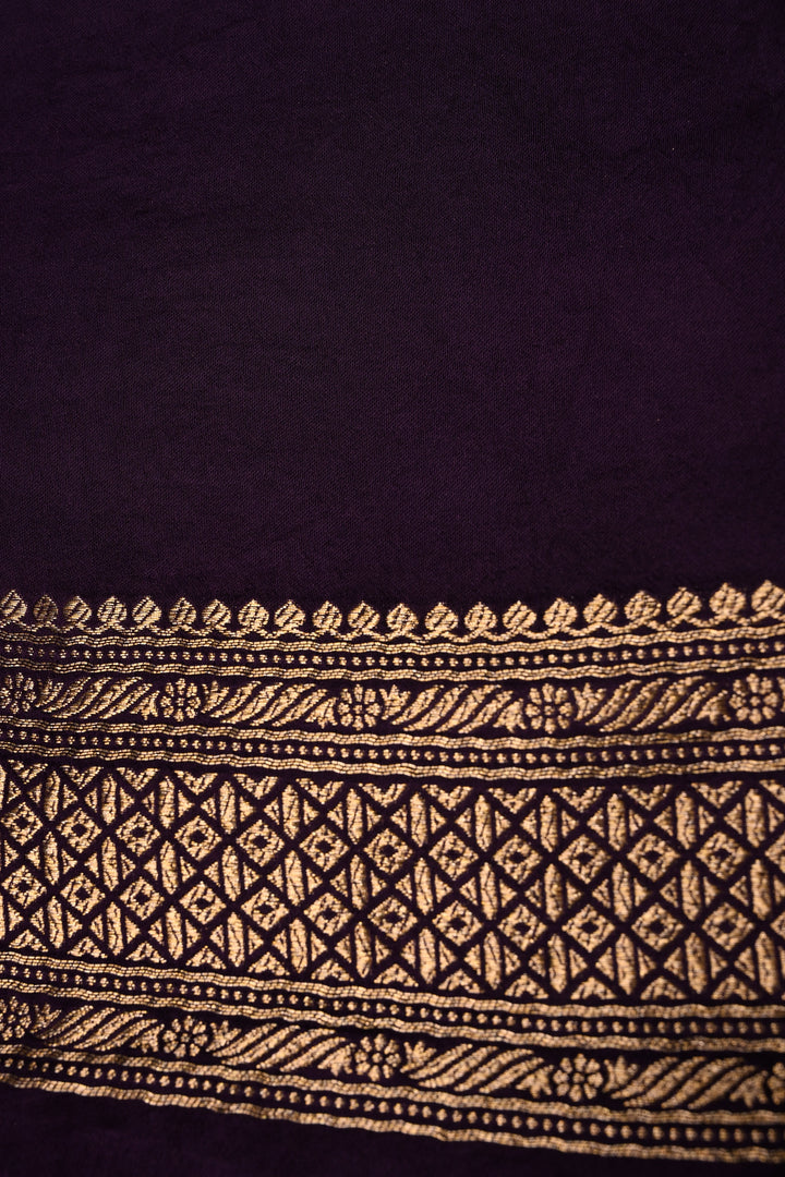 Purple Vegan Viscose Silk Saree with Zari  Border | SHOBITAM