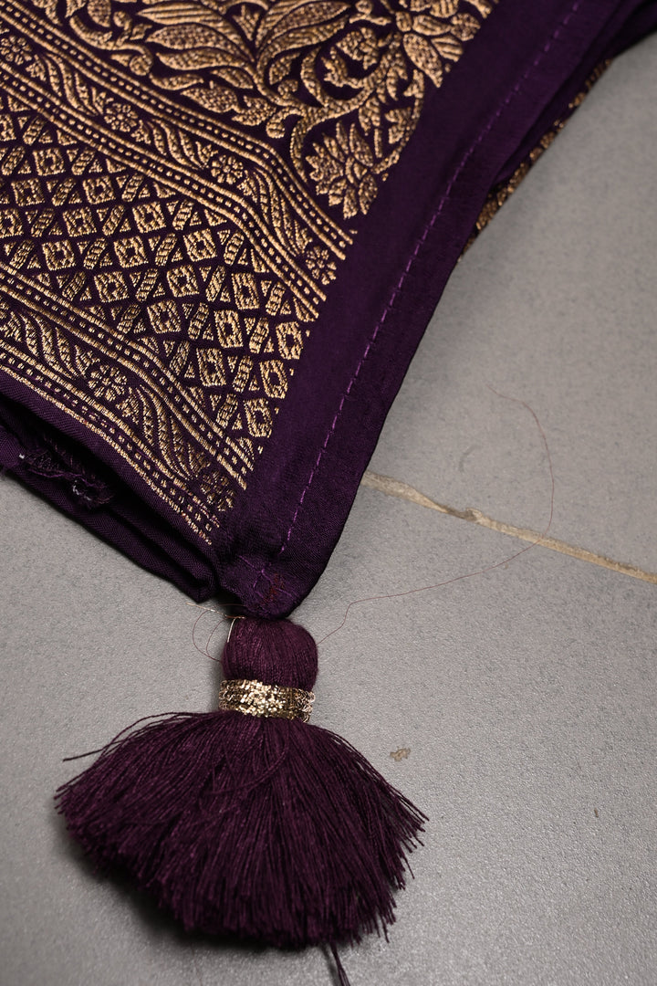 Purple Vegan Viscose Silk Saree with Zari  Border | SHOBITAM
