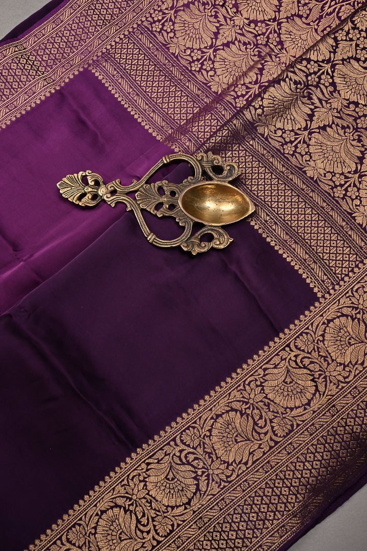 Purple Vegan Viscose Silk Saree with Zari  Border | SHOBITAM