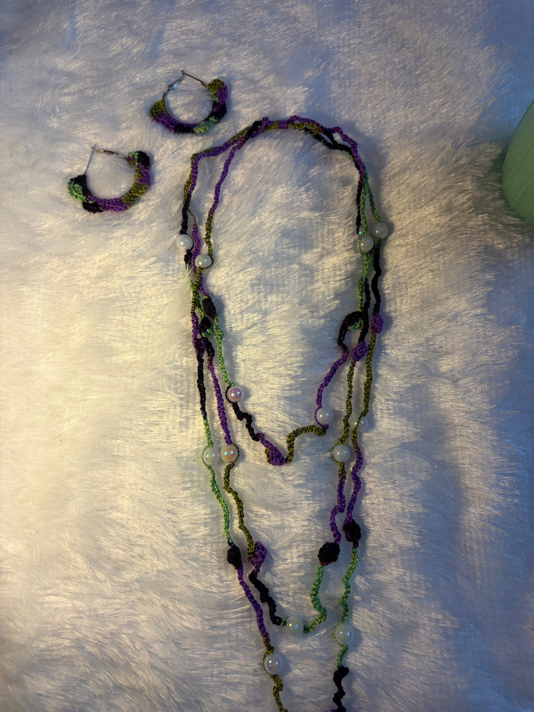 Crochet Jewelry Multicolor earing with 3 layered chain | SHOBITAM