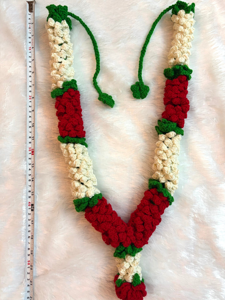 Crochet Floral Garland In Red and White | SHOBITAM