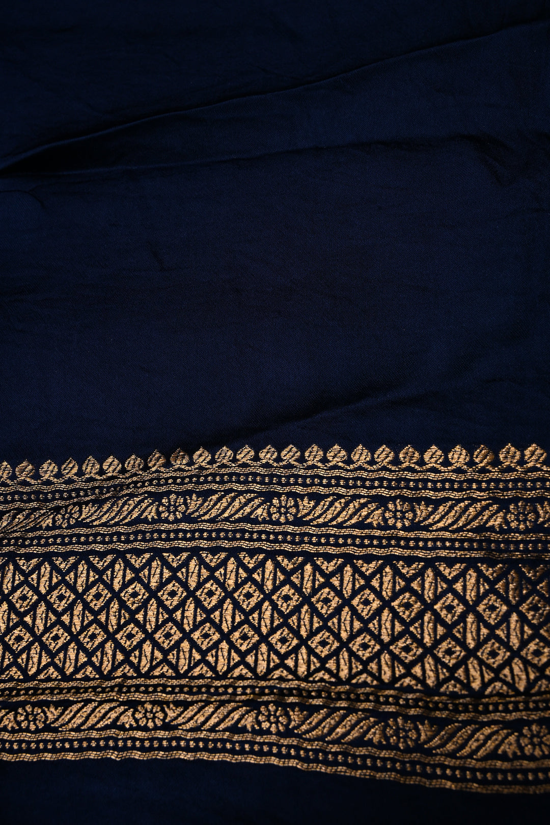 Blue-Green Ombre Vegan Viscose Silk Saree with Zari Border | SHOBITAM