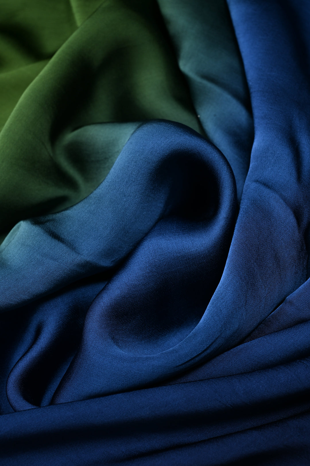 Blue-Green Ombre Vegan Viscose Silk Saree with Zari Border | SHOBITAM