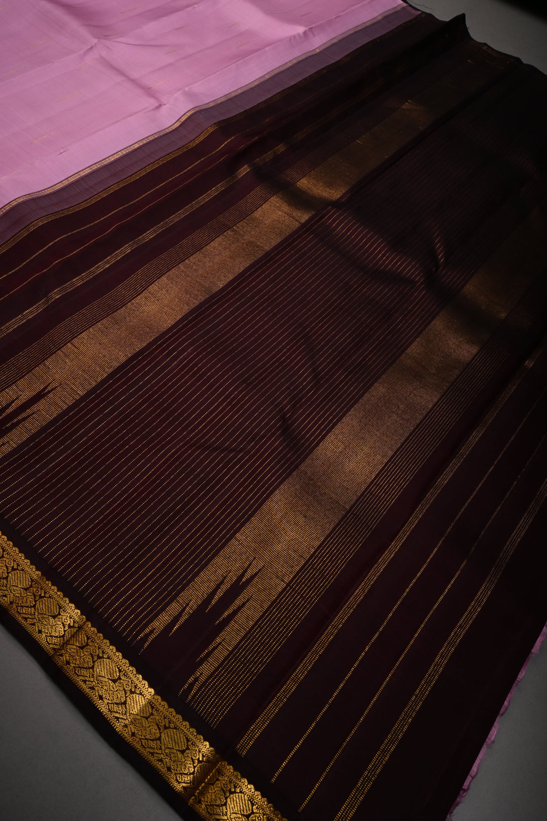 Bubblegum Pink Pure Kanjivaram Silk Saree with Rain Drops Buttas and One Side Contrast Minimal Zari Border | SILK MARK CERTIFIED | SHOBITAM